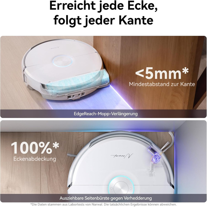 Робот-пилосос NARWAL Flow з функцією миття підлоги, система FlowWash з автоматичним самоочищенням, потужність 22000 Па, збір шерсті тварин DualFlow, миття 45-80°C та гаряче повітря, док-станція для самостійного очищення