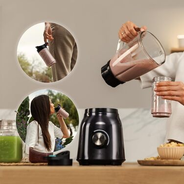 Cecotec Standmixer Power Black Titanium 2500MAX Go: 2500 Вт, титанове покриття, 1,8 л, 5 швидкостей + пляшка