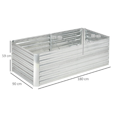 Outsunny Сталева піднята грядка, Грядка з холодним каркасом Садова клумба Flower Box Pluggable, Кашпо Box 180x90x60см для саду, балконного патіо, овочевої грядки для квітів, рослин, фруктів