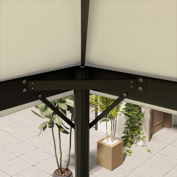 Тент для павільйону, 3 x 4 м, замінна тканина з отворами для стоку води, поліестер, захист від сонця, UPF30+, кремово-білий