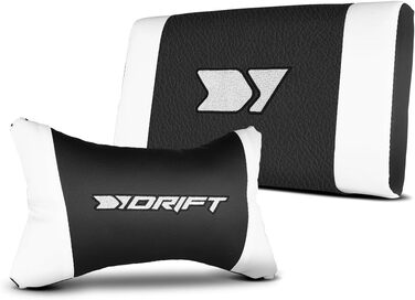 Ігровий крісло DRIFT GAMING DR35 – професійне, зі штучною шкірою, підлокітники з м'якою підкладкою, газліфт 3 класу, посилена база з нейлону, регульований нахил, регульована висота, подушки для попереку та шиї, чорно-сірий колір (Dr35 White)