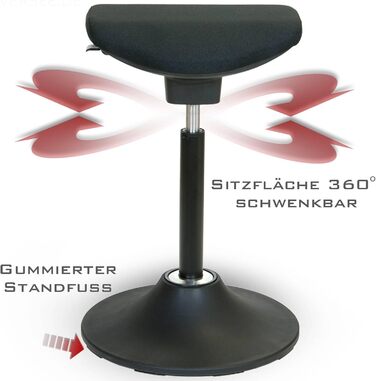 Крісло-трансформер VERSEE V1703 з тканини, чорне: регульована висота, поворотне, для офісу та дому