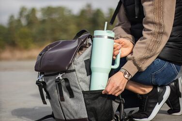 Термокружка Milu 1200 мл з трубочкою та ручкою – термокружка для подарунку жінкам та чоловікам | Подарунок на День батька, День матері, для дідуся та бабусі | Колір: Mellow Mint