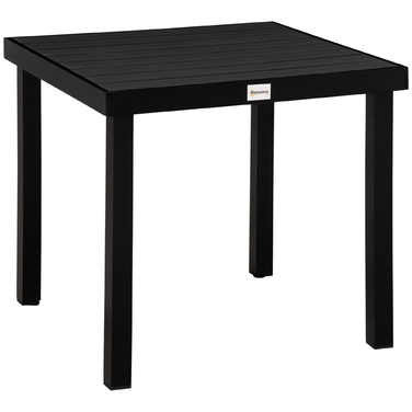 Outsunny Garden Table на 4 персони Компактний обідній стіл з простого у догляді алюмінію, пластику, чорного 80x80x74см для садових меблів