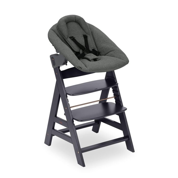 Дитячий стільчик Hauck Alpha Newborn Set Plus Dark Grey - з новонародженим вкладишем, до 90 кг, 5-точкова система кріплення, захисний бар'єр