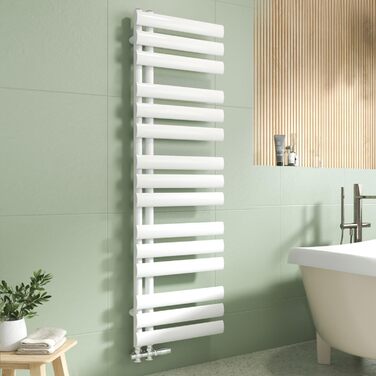 Електричний нагрівач для рушників EMKE Oval 1120x400 мм, білий, 408 Вт, з бічним підключенням