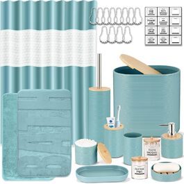 розмір: набір для ванної кімнати на 26 предметів + пвх-шторка для душу + килимки