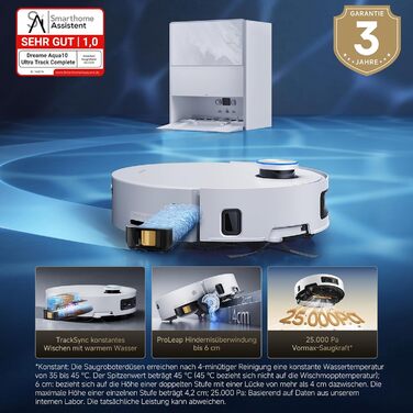 Робот-пилосос Dreame Aqua10 Ultra Track: потужність 30000Pa, безбар'єрне пересування (8 см), самоочищення, автоматичне спустошення, голосове керування