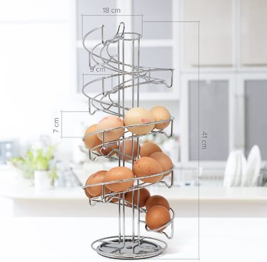 Спіральний дизайн Joeji контейнер для яєць кошик для яєць Спіральний тримач для яєць металевий тримач для яєць вміщує до 36 яєць-зберігання