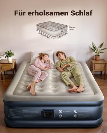 Надувне ліжко iDOO для 2 осіб з електричним насосом, 152x203x38 см, 295 кг, для кемпінгу