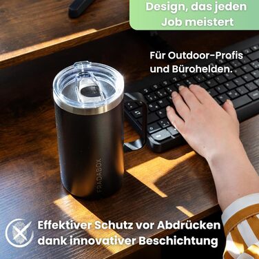 Термокружка 'Neri' 600 мл, нержавіюча сталь, з подвійними стінками, вакуумна ізоляція, для кави з собою, BPA-Free, миється в посудомийній машині, з кришкою-ковпачком (Чорний, Турквіз)