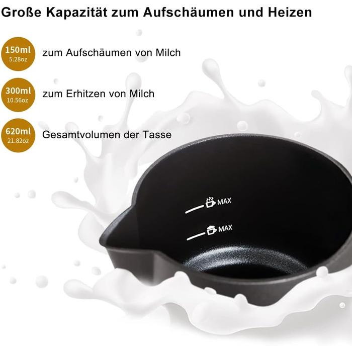 Піноутворювачі молока, автоматичні електричні підігрівачі молока та піноутворювачі, можна мити в посудомийній машині, пароварка та пінка для молока, 4 режими для латте, капучино, гарячого молока, гарячого шоколаду