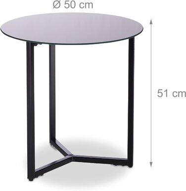 Круглий журнальний столик зі скла та металу, декоративний стіл для відпочинку, ВхШхГ 51 х 50 х 50 см, в елегантному, стандартному