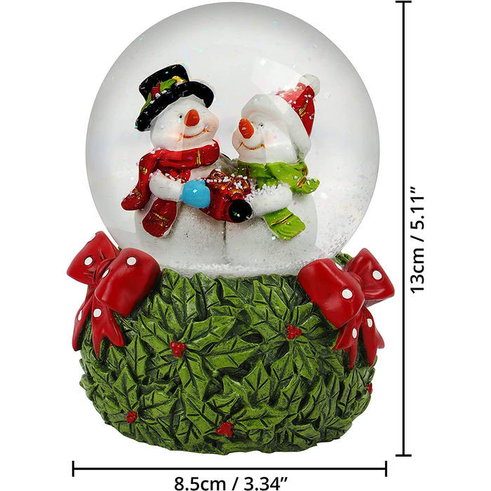 Снігова куля Різдво - 8,5 x 13 см блиск Сніговий вихор Снігова куля з підсвічуванням і 8 різдвяними гірляндами