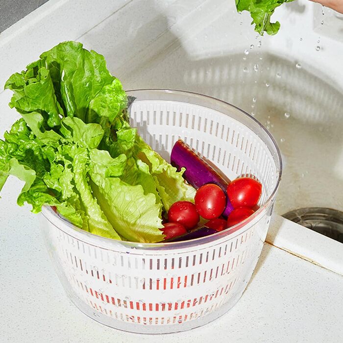 Автоматичний спінер для салату, бездротовий дегідратор для фруктів та овочів 4000 мл, салатник для подачі, швидко зневоднюючий кухонний прилад у модному кольорі, тривалий час очікування, сріблястий