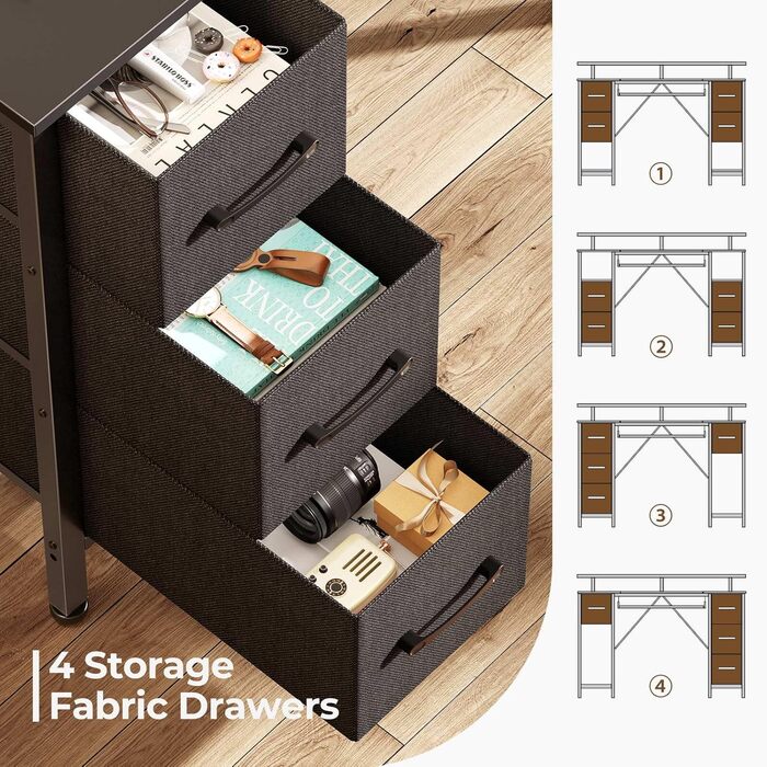 Ігровий стіл Seventable з LED підсвіткою, розетками та USB портами, висувними ящиками, підставкою для клавіатури та монітора - чорний, 140 см