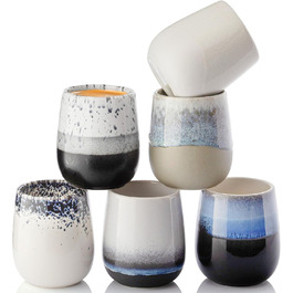 Набір кавових чашок Sänger Siena (6 шт.), 215 мл, ручної роботи, з кераміки, для кави та чаю, сріблястий, PREMIUM COLLECTION