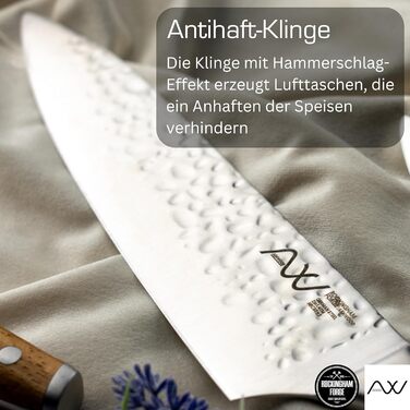 Набір кухонних ножів Rockingham Forge Ashwood 8 предметів з дерев'яною ручкою та точилка – Професійний набір ножів з високоякісної нержавіючої сталі