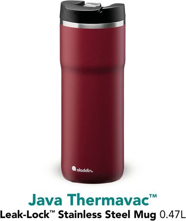 Блокування витоку Термос з нержавіючої сталі-герметична кружка-кавова кружка to Go Thermo-зберігає тепло протягом 4 годин-Без BPA - можна мити в посудомийній машині (Бургундія, 0,47 л)