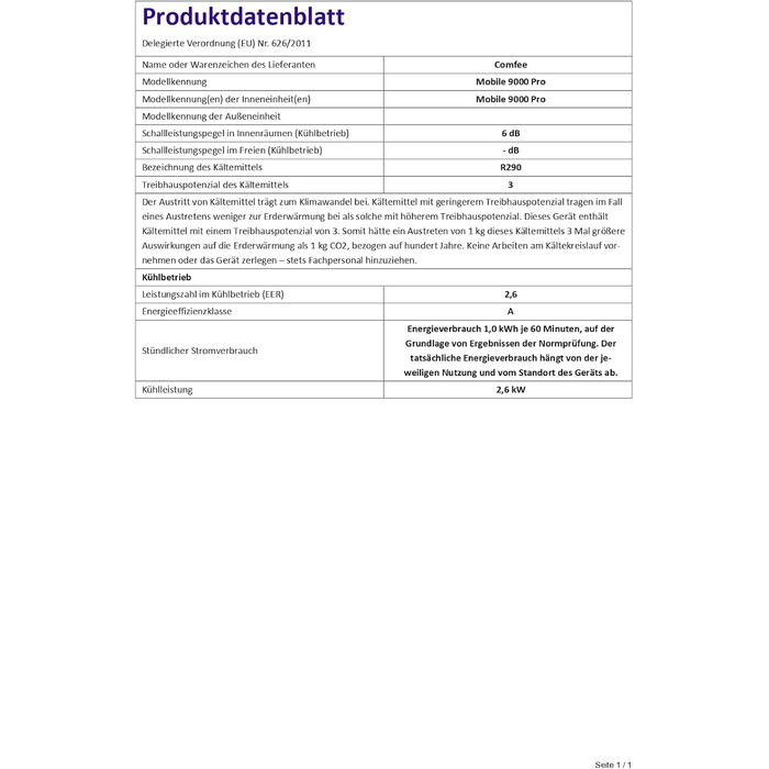 Мобільний кондиціонер Comfee MPPHA-07CRN7, 7000 BTU 2,0 кВт, охолодження, вентиляція та осушення, розмір кімнати до 68 м (25), мобільний кондиціонер зі шлангом для відпрацьованого повітря