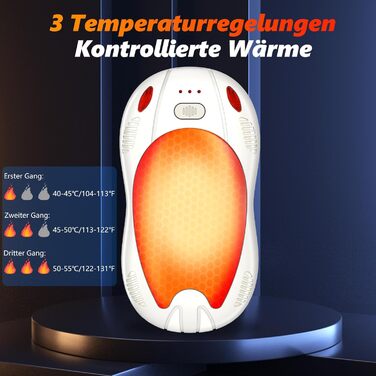 Електричні грілки для рук FANDLISS з магнітом, 10000mAh, 2 шт., з двостороннім нагрівом, USB, багаторазові, 3 режими нагріву, для активного відпочинку, гольфу, кемпінгу (рожевий)