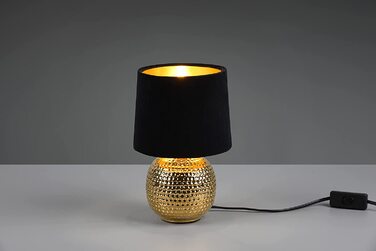 Настільна лампа Reality Leuchten Sophia, кераміка золотого кольору, абажур з тканини (зелений/чорний), E14, 16 см