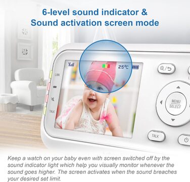 Відеоняня VTech VM3250 з LCD-екраном 7,1 см, нічним баченням, датчиком температури та радіусом дії 300 м