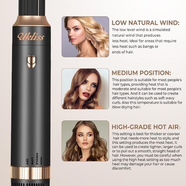 В-1 Airstyler автоматична щітка для завивки, випрямлення та об'єму для сухого волосся (чорний/золотий), 6-