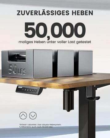 Електричний регульований стіл ErGear 120x60 см з пам'яттю, для дому та офісу, vintage, з підключенням, дерево