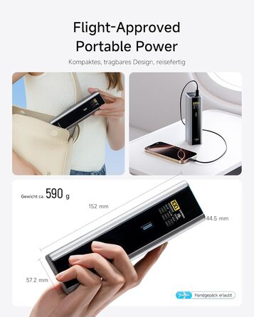 Power Bank CUKTECH 15 Ultra 20000mAh 165W з 3 портами, PD 3.1, цифровим дисплеєм. Сумісний з iPhone, MacBook, Samsung