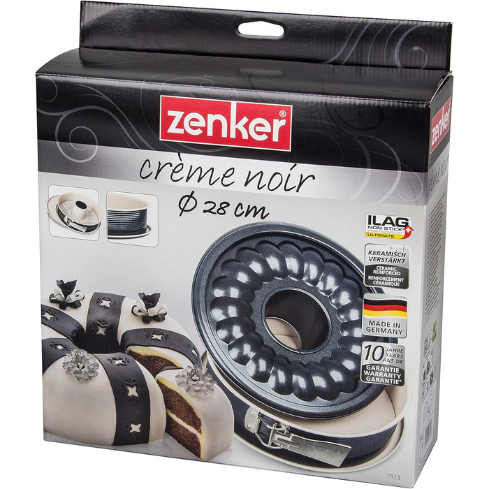 Форма для випічки Zenker 7813 Springform Crème Noir, діаметр 29 см, нержавіюча сталь, сірий/бежевий колір, з двома днами
