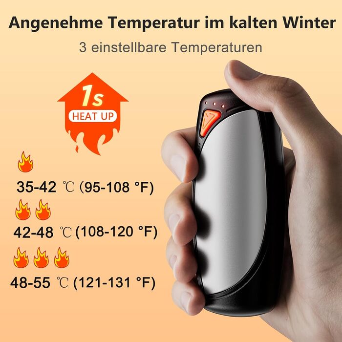 Електричні грілки для рук COTOP, 2 шт. з зарядним кейсом 14000 mAh, USB-C, 3 режими нагріву до 55°C, для кемпінгу, чорно-білі