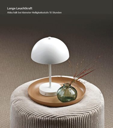 LED настільна лампа Mokebo® 'Leuchtturm' – бездротова, диммерна, з USB-C, ретро, металева, тепле світло, тауп (сіро-бежевий)