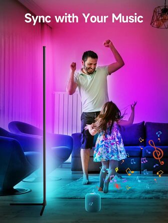 Світлодіодний кутовий світильник GIPOYENT RGB з синхронізацією музики та керуванням через додаток, 16 млн кольорів для спальні, вітальні, геймерської кімнати