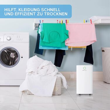 MONHOUSE Цифровий зволожувач повітря 12L з Wi-Fi - нічний режим, таймер 24 години для сушіння білизни, для спальні, підвалу, гаража та кухні - портативний електричний видалення вологи та плісняви, білий