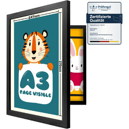 Рамка для дитячих малюнків Ciscle, A3, чорна. Рамка для фотографій та творчих робіт, ідеальна для школи та дому. 1 шт.