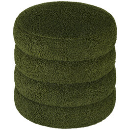 Пуф HOMCOM, круглий, з м'якою оббивкою Teddy Fleece, до 120 кг, діаметр 40x45 см, зелений