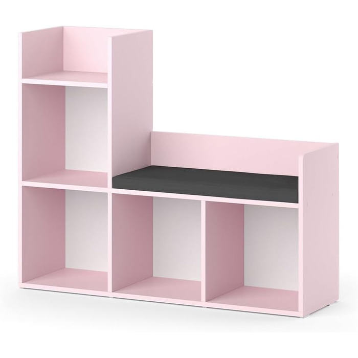 Дитяча полиця Vicco Luigi, 107,2 x 88,6 см з 2 відкидними коробками (сіра) (рожева, без відкидних коробок)