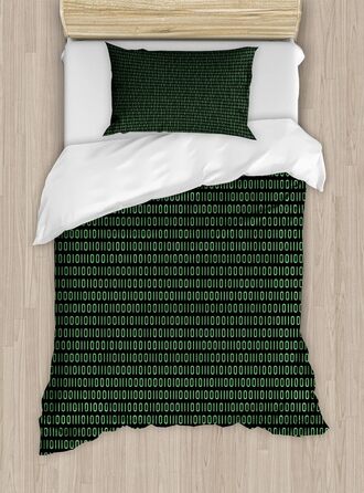 Програміст Підковдра Набір для односпальних ліжок, Ретро Друк з двійковим кодом, Захист від кліщів Алергія Підходить з наволочкою, (200 x 200 см - 70 x 50 см, Coca-Cola Grey Fern-Green)