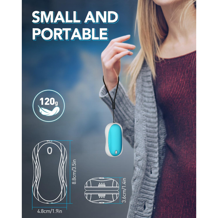 Електричні грілки для рук Cnkeeo, 2 шт. з роздільним магнітним з'єднанням, Powerbank USB, 3 режими нагріву, для спорту, риболовлі, полювання, чорно-білі (блакитно-білі)