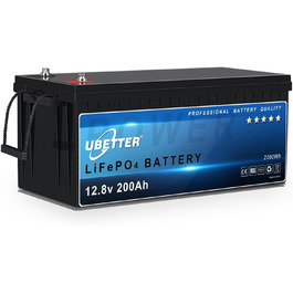 Акумулятор UBETTER Mini 12V 100Ah LiFePO4, 100A BMS, 1280 Втгод, 4000 циклів, термін служби 10 років, легкий, компактний