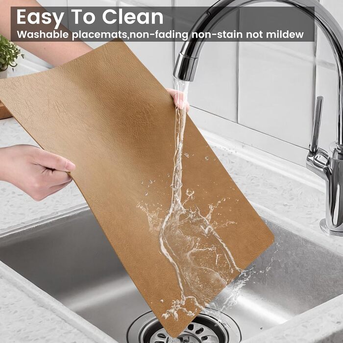 Набори серветок YIHELU: 6 шт., водонепроникні, з штучної шкіри, для кухні та їдальні, м'ятно-зелені/кремові