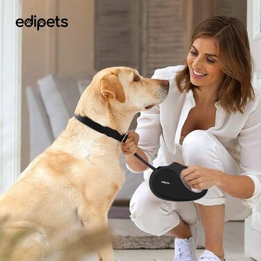 Повідець для собак Edipets, висувний і висувний, 5 градусів на 360 градусів без сплутування, виготовлений з нейлону, підходить для маленьких, маленьких і великих собак (L, Чорний)