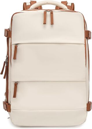 Рюкзак KONO для ручної поклажі 42x30x20, 25L, для ноутбука, Outdoor, для подорожей, спортивний, Weekender, з відділенням для взуття, 42.0 x 30.0 x 20.0 см, Бежевий та Коричневий