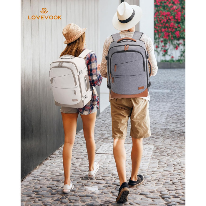 Рюкзак для ручної поклажі LOVEVOOK 40L, рюкзак для подорожей для жінок, з відділенням для мокрого та сухого, 45x36x20 см, для ноутбука, ручної поклажі, 18 дюймів (Бежевий хакі)