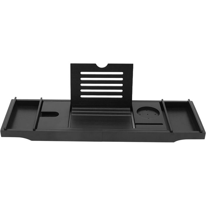 Підставка для ванни з бамбука Czurachel, чорна, регульована (75-111 см), стіл для ванни, піднос для туалетних аксесуарів, бритв та електронних пристроїв