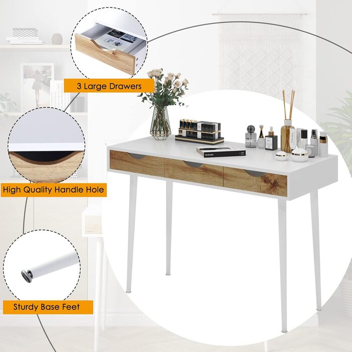 Стол письмовий з шухлядами 110 см SogesHome - білий, 110 x 50 см
