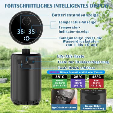 Портативна душова кабіна для кемпінгу з акумулятором 8000mAh, насосом та відром, комплект для відпочинку на природі, туризму, миття авто та тварин