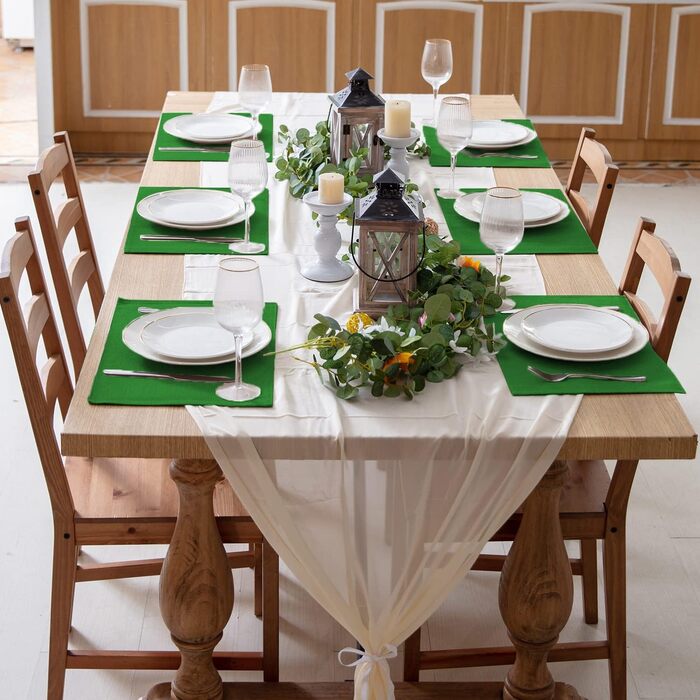 Тканинні серветки на стіл Rinpon, 8 шт., льон, для кухні, машинного прання, стійкі до тепла, без складок, товстий поліестер, зелений колір