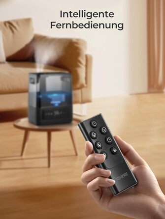 Ультразвуковий зволожувач повітря на 6л для великих кімнат, дитячої та спальні: безшумний холодний випарник з датчиком вологості, аромадифузором та верхнім заповненням, до 60 год роботи